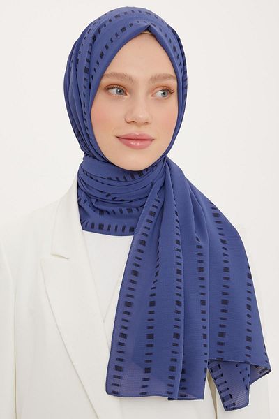 Armine Flush Shawl Indigom Blue με λεπτομέρεια κομμένης ρίγας (υφασμάτινο ύφασμα που αναπνέει)