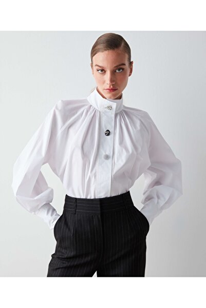 İpekyol Düğme Aksesuarlı Poplin Gömlek