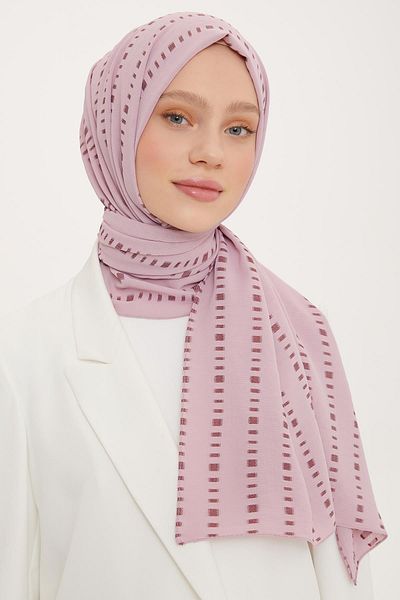 Armine Dashed Detailed Flush Shawl Powder Pink (Breathable Fabric)