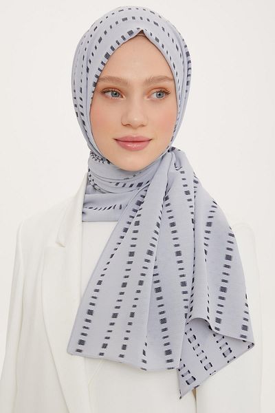 Armine Dashed Detailed Flush Shawl Gray (Breathable Fabric)
