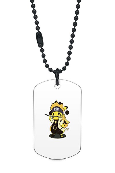 herotasarım بيكاتشو أنيمي منقوشة بصمة سوداء - قلادة Dft7862