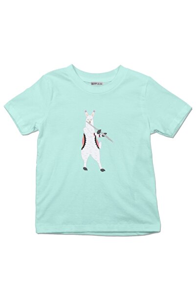 GreenMint تي شيرت للأطفال - الألبكة اللاما فلوت العزف على الآلات الموسيقية هد...