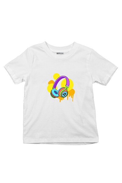 GreenMint تي شيرت للأطفال بتصميم رسومات الشعار المبتكرة وسماعات الرأس Music_o...