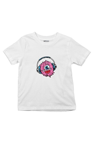 GreenMint تي شيرت للأطفال؟?الوحش الاستماع إلى الموسيقى مع سماعات الرأس؟_oe1934