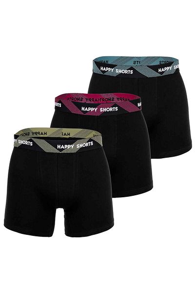 Happy Shorts Herren Boxershorts, 3er Pack - Retro Jersey, Logobund