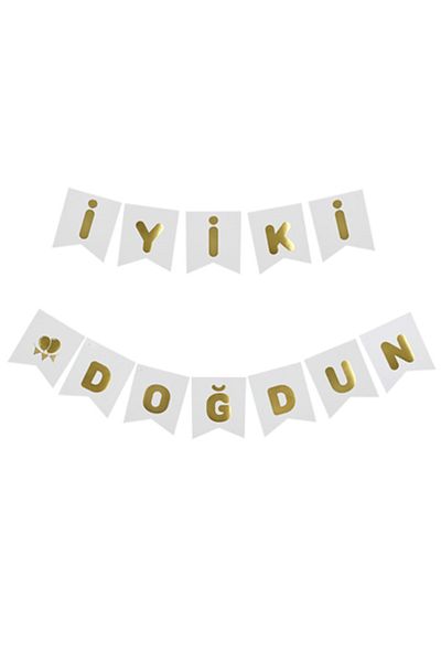 Big Party Cardboard Writing Gilded White Over Gold Happy Birthday