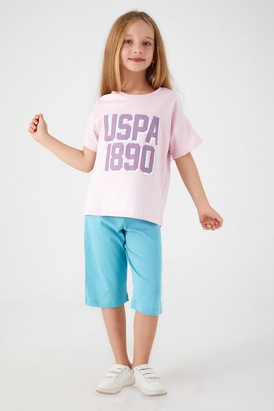 U.S. Polo Assn. Point Detail Dusty Pink Girl's Capri Set