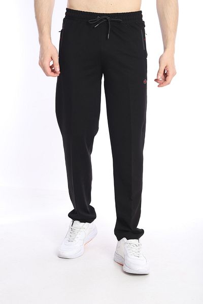 NEED LİFE Men's Black Pockets Zippered Comfortable Fit Sweatpants