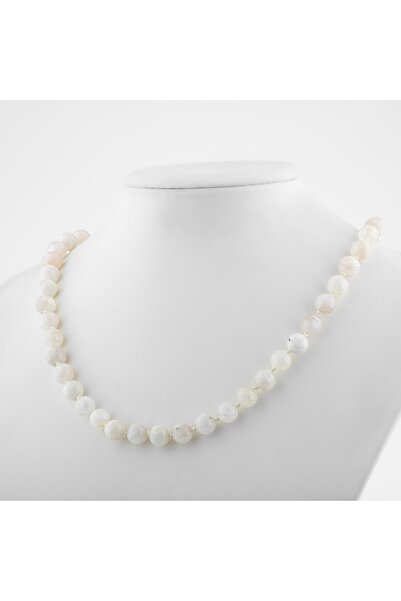 Safnaturel Ay Taşı 6 Mm Düğümlü Doğal Taş Kolye