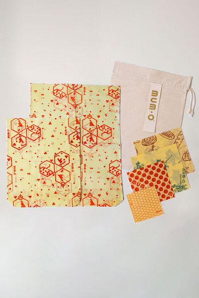 MUMO All-in-One Package - Waxed Food Storage Fabric and Pouch Set - Abundance Pattern
