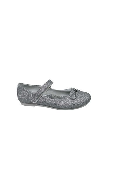 Zerhan 100 Baby Girl Gray Glittery Bow and Velcro Ballerinas