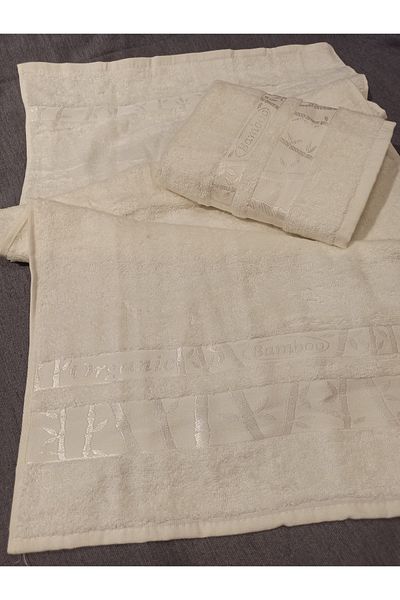 ŞENER HOME Pack of 2 First Quality Bamboo 50X90 Hand & Face Towels - Cream