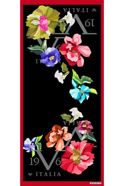 19V69 ITALIA Комплект закачалка за шалове с флорален мотив, серия Pavia, 90x2...