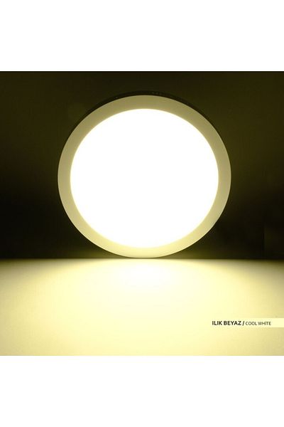 ACK Surface Mounted Round Led Panel Fixture White Body 4000k Warm White 24w