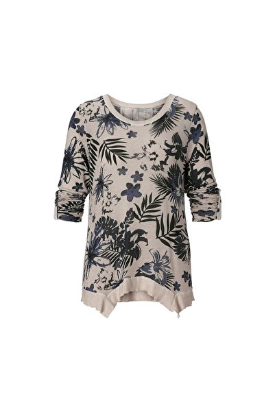 Bulalgiy Kadın Bej Baskılı Bluz - Bga249353