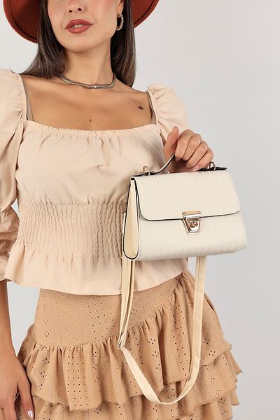 Cochines Women's Cream Bag Shiny Texture Shoulder Bag