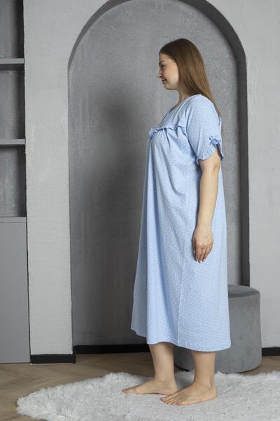 SEBOTEKS Cămașă de noapte pentru mamă, 100% bumbac, pieptănată, cu mânecă scurtă, mărime mare 136