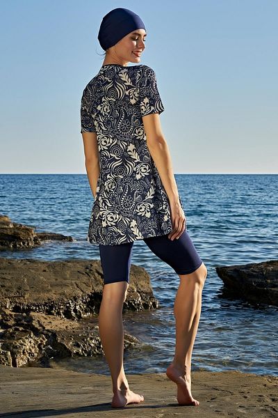 Ruko Maio Γυναικείο μισό μανίκι Lycra Hijab Navy Blue μαγιό 2c3t1n23-4