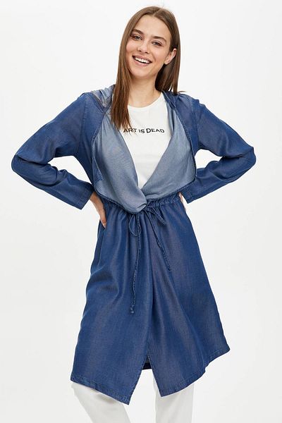 DeFacto Καμπαρντίνα με κουκούλα Relax Fit Thin Jean Fabric