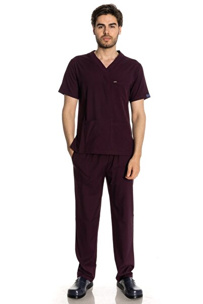 TIPMOD Yarasa Kol Likralı Patlıcan Moru Doktor / Hemşire Forması