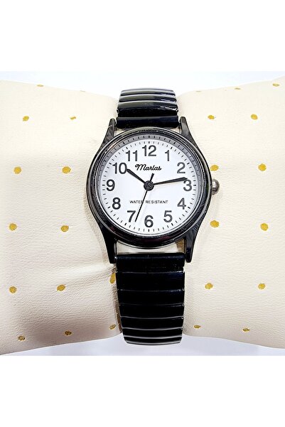 Marlas Retro Design with Spring Cord, Vintage Design, Classic, Black Color Wristwatch