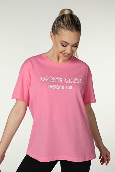 defys Γυναικείο μπλουζάκι με στάμπα με κοντό μανίκι με λαιμόκοψη ροζ