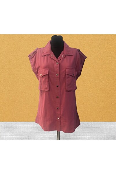 PARA Tİ Kadın Fuşya Pembe Çıtçıtlı Gabardin Yelek