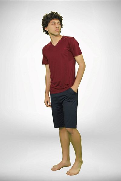 Fanilam Malabadi Men's 3-Piece Summer Modal V-Neck Pajama Set