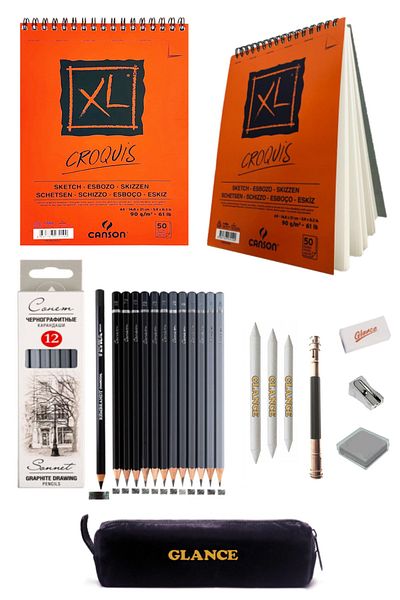 GLANCE Canson Xl A5 Sketch Notebook St.petersburg Graduated Pen Pencil Holder Sketch Set