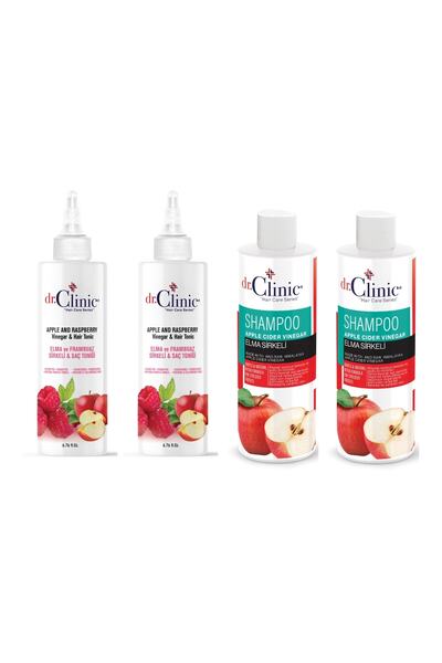 Dr. Clinic Dr.Clinic 400 Ml Apple Vinegar Shampoo + 200 Ml Apple and Raspberry Vinegar Hair Tonic - Pack of 4