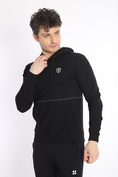 NEED LİFE Men's Black Hooded Pocket Sweatshirt