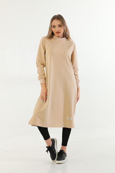 Elif Okur Hijab Long Tunic 110cm Light Beige 1243