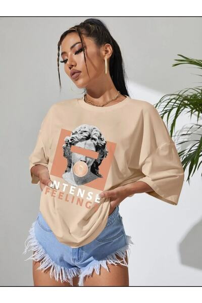 ALİKA Tricou unisex supradimensionat cu imprimeu Intense Feelings