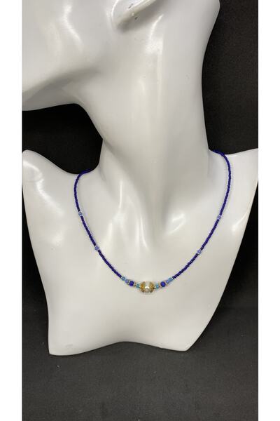 Porsuk Alternatif قلادة نسائية مصنوعة يدويًا من خرز الرمل العرقي مع جهاز نحاسي