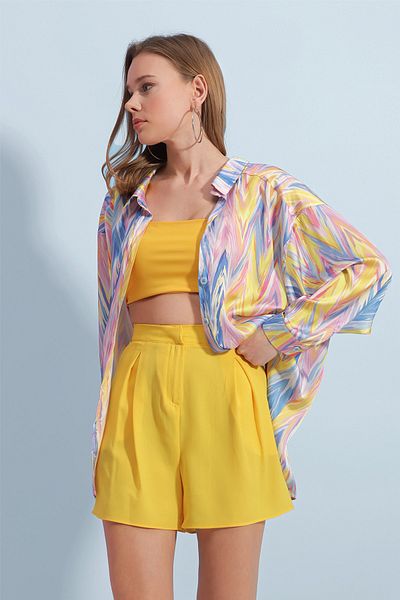 Pattaya Women's Patterned Oversize Kimono Shirt P23s191-1301