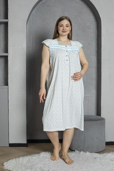 SEBOTEKS Buttoned Collar Sleeveless 100% Cotton Combed Plus Size Mother's Nightgown 600