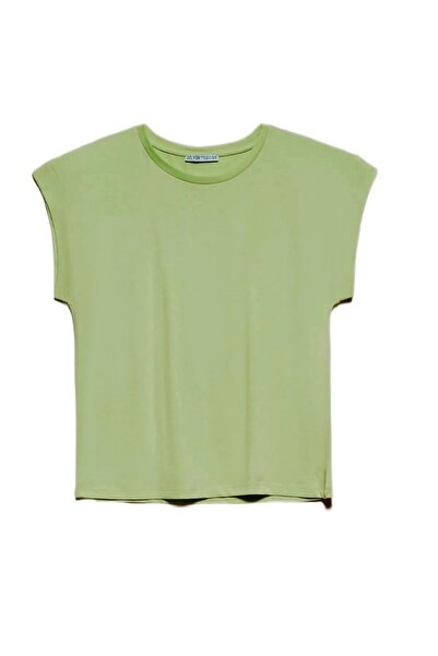 Dilvin Model 3504 - Tricou kaki deschis cu gâtul turnat