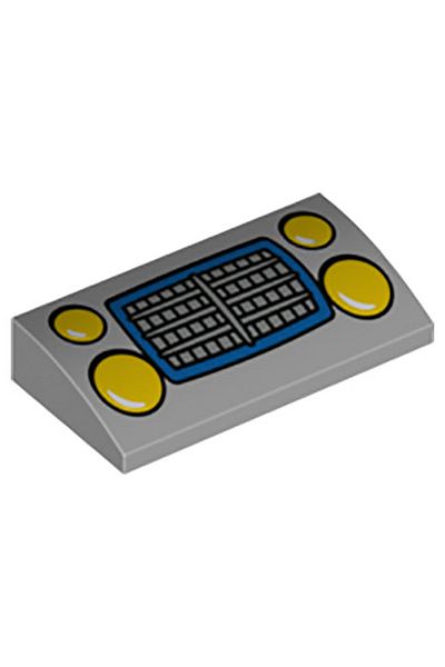 LEGO Original Moc Custom Slope Curved 2 X 4 Printed Curved Tiles Light Gray Headlamp Grille Automobile 1 Piece