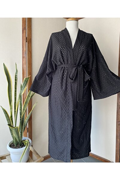 ki-nua studio Fisto Kumaş Siyah Rengi Uzun Kadın Kimono