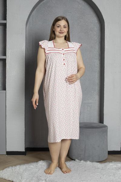 SEBOTEKS Buttoned Collar Sleeveless Cotton Combed Plus Size Mother's Nightgown 600