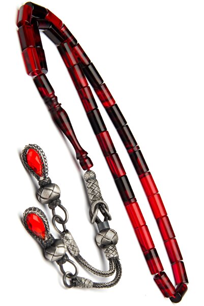 OTTOTESBİH Silver Kazaz Tassel Cut Model Fire Amber Tasbih