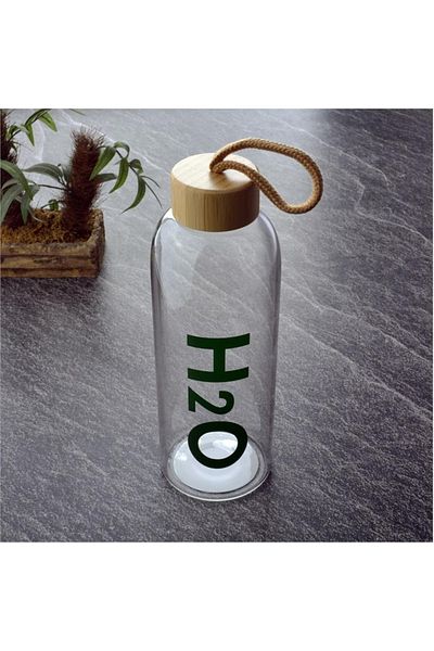 Tohana H2o Glass Water Bottle with Bamboo Lid 800 Ml (sports Water Bottle-Water Bottle-school Bottle-school Water Bottle)