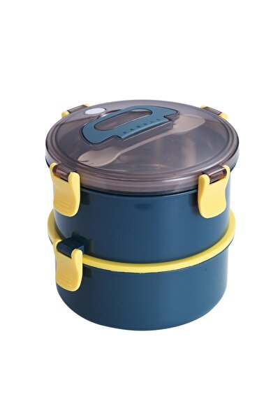 Vagonlife صندوق غداء بينتو مستدير سعة 1600 مل، مجموعة جديدة، صندوق غداء فولاذي بطابقين