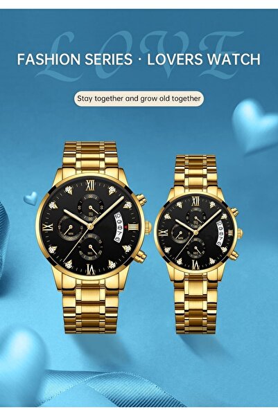 ÇENÇEN Çift Kol Saati Çelik Kordon Sevgili Saatleri