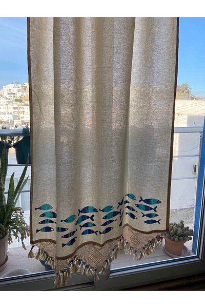 Mrmemo Hand Printed Lace Basement Linen Curtain