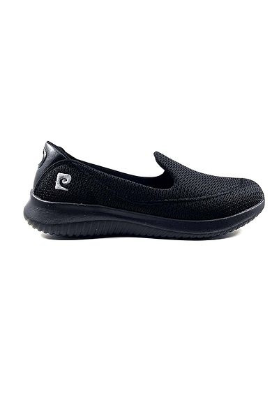 Pierre Cardin حذاء رياضي نسائي مسطح بدون أربطة أسود PC-30168