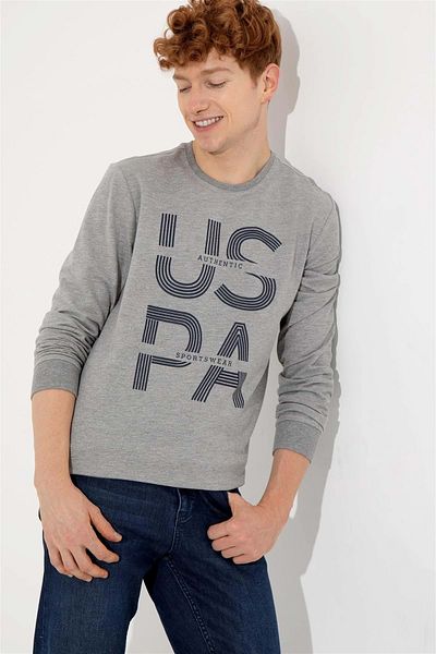 U.S. Polo Assn. U.s.polo Bsk.λαιμόκοψη Αυθεντικό Uspa Written Sweat - Γκρι - L