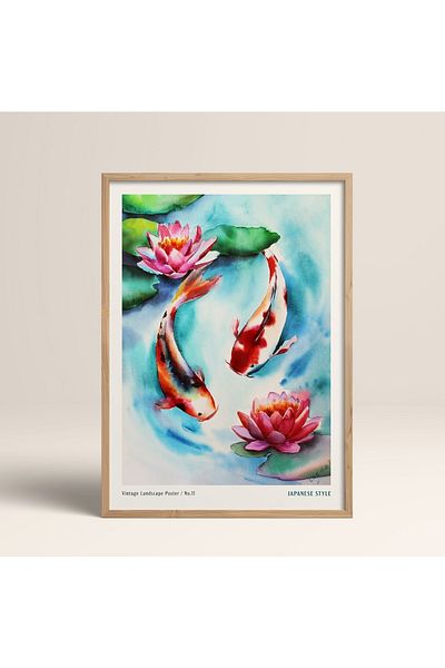 HOMEPACK Рамкирана картина в японски стил Нанбара Сакуджиро 30x40см 40x60см 50x70см Черно Бяло Дърво Jpn056