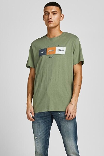 Jack & Jones Jack Jones 12205503 Jj Org.1990 Письмовий футболка - Хакі - Xxl ...