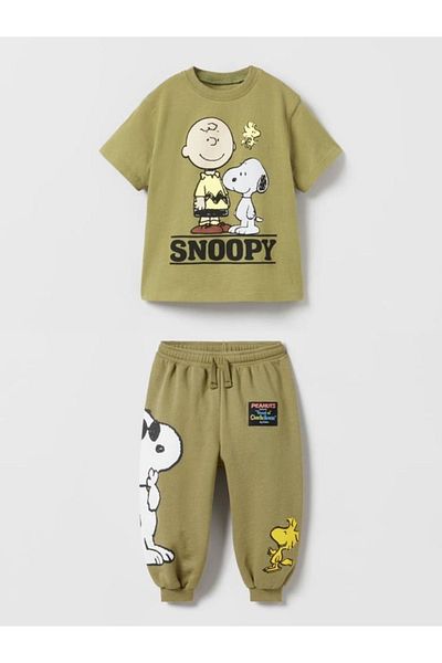 Pink Hippo Kids Peanuts Snoopy Printed Cotton Kids Tracksuit Set